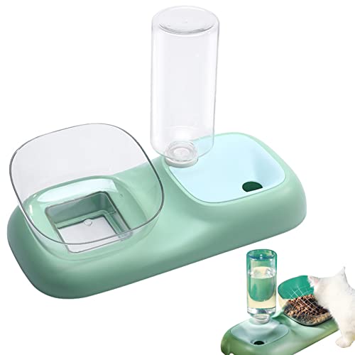 Katzenfutter-Futterspender, 2-in-1 Futterspender und Wasserspender-Set – verschleißfeste, automatische Wasserflaschennapf, herausnehmbares Katzennass- und Trockenfutternapf-Set für kleine Katzen und von Teksome