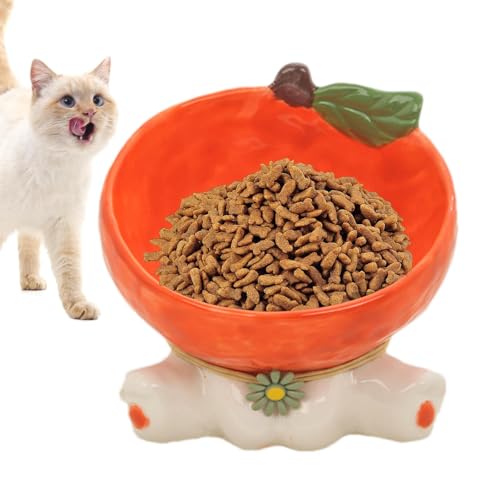 Teksome Erhöhter Futternapf für Katzen aus Keramik, Obstform, 15 Grad geneigt, 245 ml, rutschfeste Futternäpfe für Haustiere, modische Futternäpfe für Trockenfutter, Nassfutter, Snack von Teksome