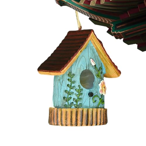 Teksome Hängendes Vogelhaus, Vogelhäuschen für draußen - Handgeschnitztes Kunstharz-Vogelnest für den Außenbereich zum Aufhängen | Robuste, multifunktionale Gartendekoration für den Außenbereich, von Teksome