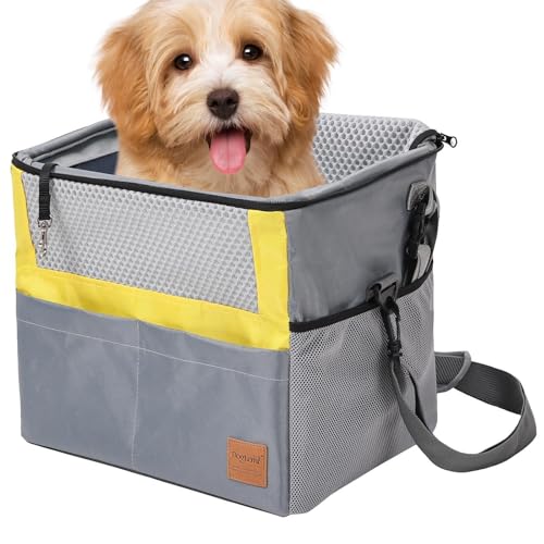 Teksome Haustierträger-Fahrradkorb,Hundefahrradkorb, Wasserdichter Hundekorb mit Reißverschluss, Welpenkorb mit Mehreren Taschen zum Pendeln, Einkaufen, Camping, Reisen, Spazierengehen von Teksome