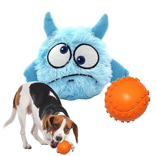 Teksome Interaktiver Hundeball | Gummi 2 in 1 Biest Shaped Dog Toy - Moving Dog Toy for Puppy Small Medium Dogs, Pet Sound Toys, Plush Dog Toy von Teksome