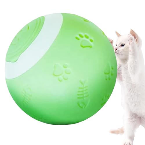 Teksome Interaktiver Katzenball, beweglicher Katzenball, Lustiger selbstdrehender Ball, intelligenter interaktiver Spielzeugball für Haustiere, Kleines interaktives Katzenspielzeug, automatisch von Teksome