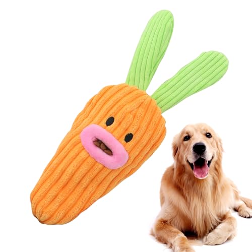 Teksome Karotten-Hundespielzeug, Leckerli-Spender, Hundespielzeug mit Quietschelement, reißfest, lustig, weich, Karotten-Hundespielzeug, Leckerli-Spender für Zahnreinigung, kleine und mittelgroße von Teksome