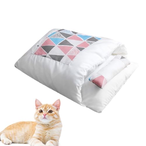 Teksome Katzen-Kuschelsack, selbstwärmendes Katzenbett, flauschig, gemütlich, rutschfest, maschinenwaschbar, faltbar, verdickt, Haustierschlafsack, Bett für Katzen und kleine Hunde von Teksome