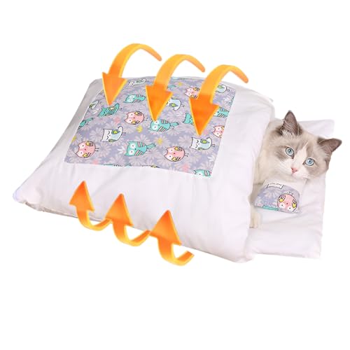 Teksome Katzensack-Bett, mit Bezug für Katzen, rutschfest, weich, langlebig, waschbar, faltbar, gemütlich, Katzenschlafsack für kleine Hunderassen von Teksome