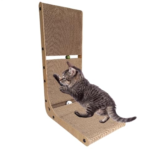 Teksome Kratzbaum aus Karton für Indoor-Katzen – L-förmige Kratzmatte für Katzen, vertikale Kratzbrett für Indoor-Katzen, kleine Haustiere, Kratzzubehör von Teksome