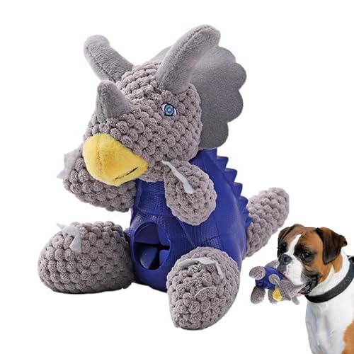 Teksome Plüsch-Leckerli-Hundespielzeug, kauender Hundeplüsch - Triceratops Slow Feeder Toys Beißplüsch mit Geräusch,Leckerli-Ausgabe, interaktives Plüsch-Kauspielzeug für Haustiere von Teksome