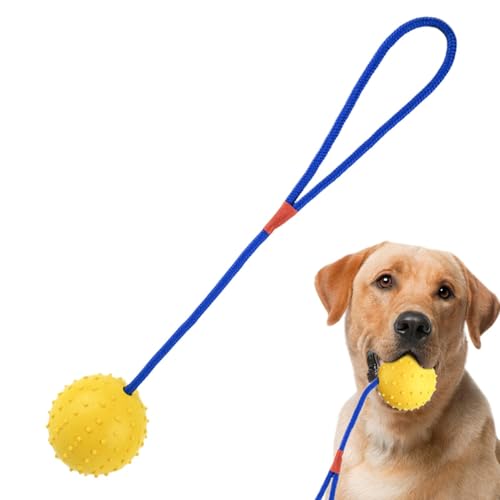 Teksome Seilball Hundespielzeug – Interaktiver Haustierball bissfester Hundeball | Quietschendes Kauspielzeug Training Zerrball Launcher für Welpen & Rasse von Teksome