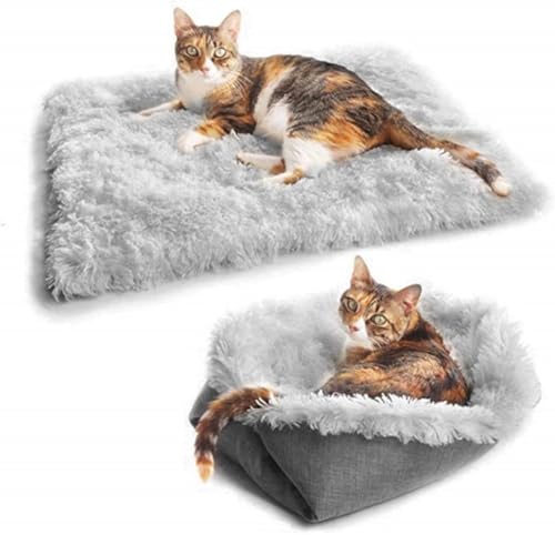 Tel Charme * Katzenbett Haustierbett Plüsch, Weiches Katzenbett Waschbar 2 in 1 Katzenbett Plüsch, Haustierbett für Katzen und Kleine Hunde, Warmes Katzenkissen Katzendecke 51 * 61CM von Tel Charme *