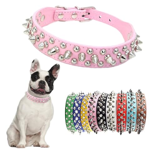 Hundehalsband, weiches PU-Leder, lustige Pilze, Nieten, Welpen, verstellbar, für den Außenbereich, für kleine, mittelgroße und große Hunde und Katzen, Halsband, Hunde Halsbänder von Teleyi