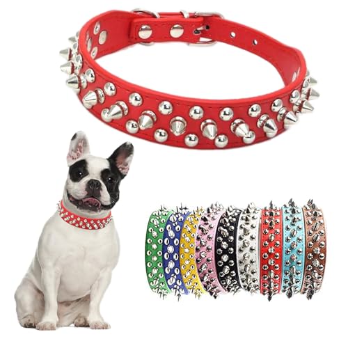 Hundehalsband mit Stacheln, für Mädchen und Jungen, Pilznieten, PU-Leder, Katzenhalsband, verstellbare Metallschnalle, langlebig, Training, Nieten, Haustier für kleine, mittelgroße und große Terrier, von Teleyi