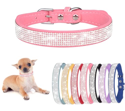 Hundehalsband für kleine Hunde, niedlich, mit Strasssteinen, schillernd, funkelnd, hübsch, glitzernd, für weibliche Haustiere, Welpen, für XXS, XS, kleine, mittelgroße und große Hunde, Mädchen, von Teleyi