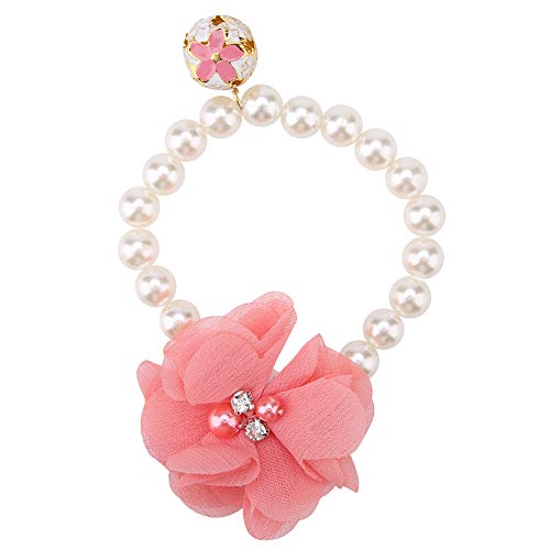 Telituny Haustier Perlenhalsband, Perlenhalsband für Hunde und Katzen Verstellbare Schleife Design Pet Pearl Collar Elastische Halskette Schmuckzubehör für Weibliche Welpen Kätzchen (Rosa) von Telituny