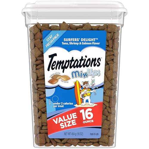 Temptations MixUps Crunchy and Soft Katzenleckerlis Surfer's Delight Flavor, 473 ml Dose von Temptations