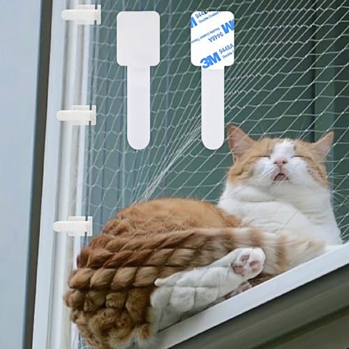 TenaLucy 60 Stück Klebehaken Katzennetz,Klebehaken Außen für Katzennetz Balkon Haken für Katzennetz Fixierung für Balkonnetz für Katzen Balkon Katzennetz für Balkon Ohne Bohren Outdoor Adhesive Hooks von TenaLucy