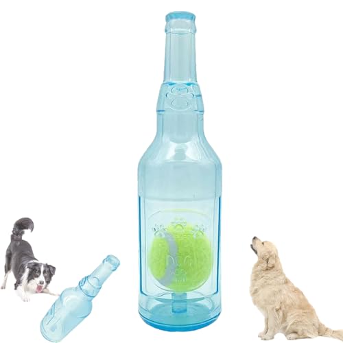 2025 New Pet Chew Beer Bottle with Tennis Ball, Water Bottle Dog Toy, Beer Bottle with Tennis Ball Dog Chew Toy (Blue,Large) von Tencipeda