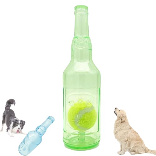 2025 New Pet Chew Beer Bottle with Tennis Ball, Water Bottle Dog Toy, Beer Bottle with Tennis Ball Dog Chew Toy (Green,Large) von Tencipeda