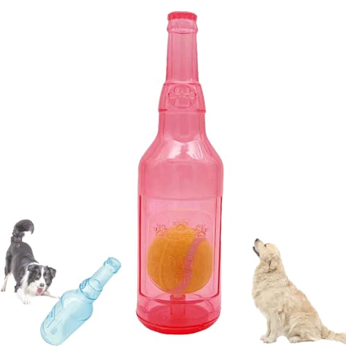 2025 New Pet Chew Beer Bottle with Tennis Ball, Water Bottle Dog Toy, Beer Bottle with Tennis Ball Dog Chew Toy (Red,Large) von Tencipeda