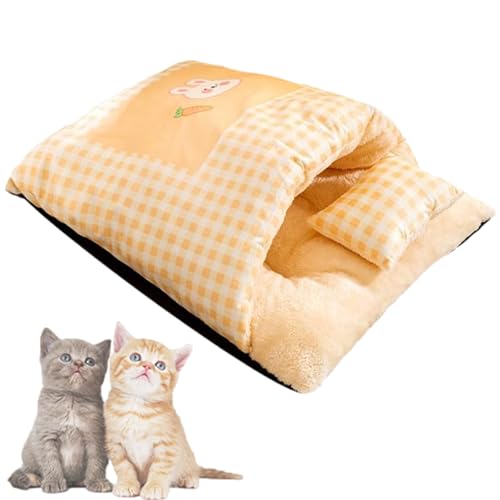 Tencipeda 2024 New Warm Cat Sleeping Bag, Cat Sleeping Bag, Cat Winter Sleeping Bag, Cat Sleeping Bag for Indoor Cats (L,Yellow) von Tencipeda