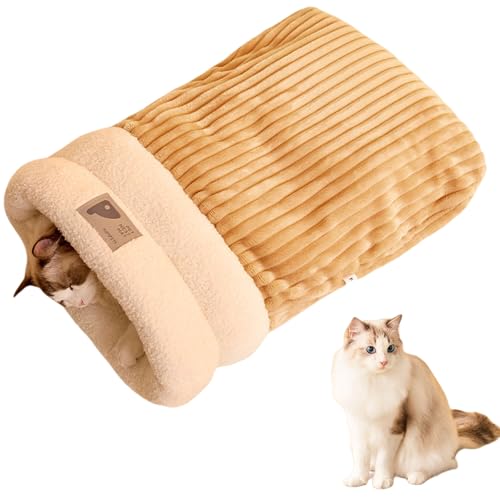 Tencipeda Cat Sleeping Bag, Cat Sleeping Bag for Indoor Cats, Winter Cat Sleeping Bag, Warm Cozy Cat Sleeping Bag Large, Burrowing Cozy Soft Comfortable Bed (Brown,Large) von Tencipeda