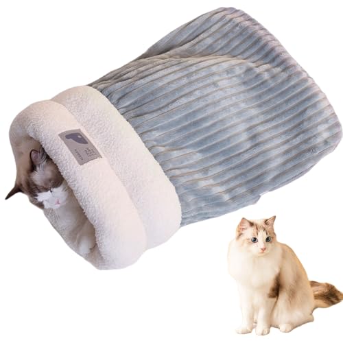 Tencipeda Cat Sleeping Bag, Cat Sleeping Bag for Indoor Cats, Winter Cat Sleeping Bag, Warm Cozy Cat Sleeping Bag Large, Burrowing Cozy Soft Comfortable Bed (Gray,Large) von Tencipeda