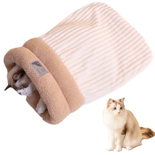 Tencipeda Cat Sleeping Bag, Cat Sleeping Bag for Indoor Cats, Winter Cat Sleeping Bag, Warm Cozy Cat Sleeping Bag Large, Burrowing Cozy Soft Comfortable Bed (White,Large) von Tencipeda