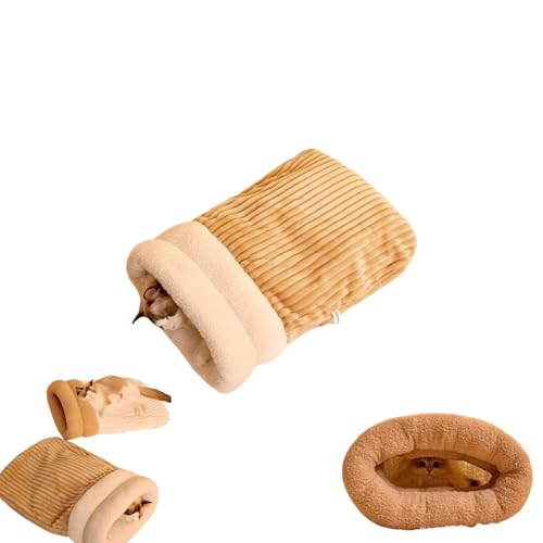 Tencipeda Cat Sleeping Bag, Cat Winter Sleeping Bag, Cat Sleeping Bag for Indoor Cats, Pet Snuggle Sack for Cats and Small Dog (L,Brown) von Tencipeda