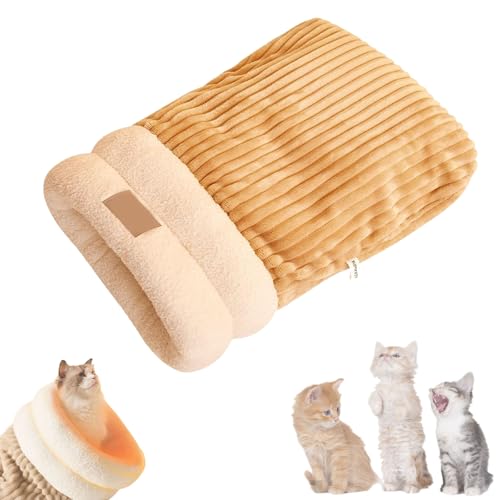 Tencipeda Cat Sleeping Bag for Indoor Cats, Warm Cat Sleeping Bag, Pet Sleeping Bag, Warm Cat Beds for Indoor Cats (L,Brown) von Tencipeda