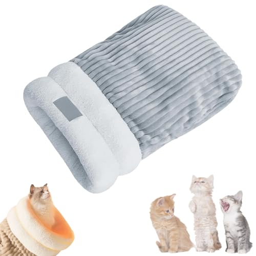 Tencipeda Cat Sleeping Bag for Indoor Cats, Warm Cat Sleeping Bag, Pet Sleeping Bag, Warm Cat Beds for Indoor Cats (L,Grey-Blue) von Tencipeda