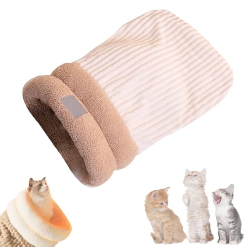 Tencipeda Cat Sleeping Bag for Indoor Cats, Warm Cat Sleeping Bag, Pet Sleeping Bag, Warm Cat Beds for Indoor Cats (L,Off-White) von Tencipeda