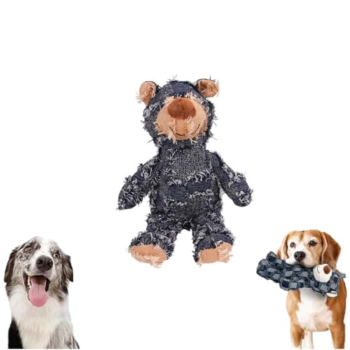 Tencipeda Indestructible Robust Bear, Dog Toys for Aggressive Chewers, Dog Companion for Heavy Chewers, Robust Bear Dog Squeak Chew Toy (Medium,Blue) von Tencipeda