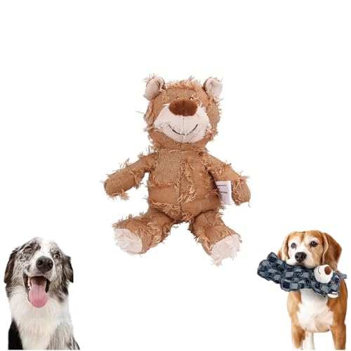 Tencipeda Indestructible Robust Bear, Dog Toys for Aggressive Chewers, Dog Companion for Heavy Chewers, Robust Bear Dog Squeak Chew Toy (Medium,Brown) von Tencipeda