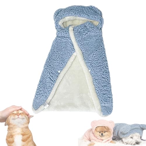 Tencipeda Pet Cape Blanket, Dog Cape Blanket, Dog Cape, Cape for Dog, Dog Robes with Hood, Dog Warm Sleeping Blanket (L,Blue) von Tencipeda