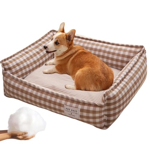 Tencipeda Tartan Cozy Dog Anti-Anxiety Calming Bed, Funny Fuzzy Festive Classic Tartan Cozy Dog Anti-Anxiety Calming Bed, Christmas Classic Square Dog Bed, Suitable for Cats and Dogs (L,A) von Tencipeda