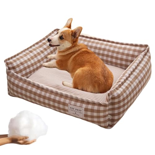 Tencipeda Tartan Cozy Dog Anti-Anxiety Calming Bed, Funny Fuzzy Festive Classic Tartan Cozy Dog Anti-Anxiety Calming Bed, Christmas Classic Square Dog Bed, Suitable for Cats and Dogs (L,B) von Tencipeda