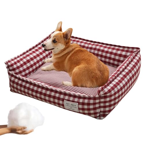 Tencipeda Tartan Cozy Dog Anti-Anxiety Calming Bed, Funny Fuzzy Festive Classic Tartan Cozy Dog Anti-Anxiety Calming Bed, Christmas Classic Square Dog Bed, Suitable for Cats and Dogs (L,C) von Tencipeda