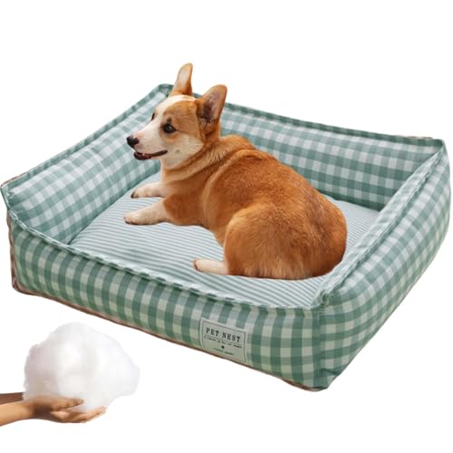 Tencipeda Tartan Cozy Dog Anti-Anxiety Calming Bed, Funny Fuzzy Festive Classic Tartan Cozy Dog Anti-Anxiety Calming Bed, Christmas Classic Square Dog Bed, Suitable for Cats and Dogs (M,E) von Tencipeda