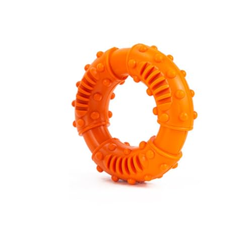 Teogneot Gummi-Zähneknirschen-Donut für Hunde, Gummi-Zähneknirschen-Spielzeug für Hunde, Interaktiv, Robust, rutschfest, Sicher für den Außenbereich（Orange） von Teogneot