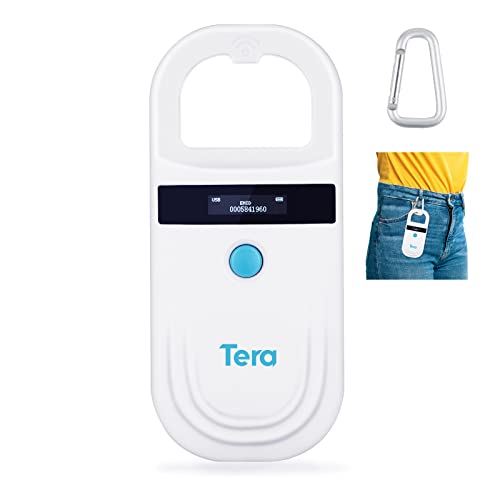 Tera Tragbarer Chip Reader Microchip Scanner RFID mit OLED Display Tierchip ID Scanner für Hund Katze Schwein Wiederaufladbarer Pet Tag Scanner für ISO 11784/11785, FDX-B, EMID von Tera