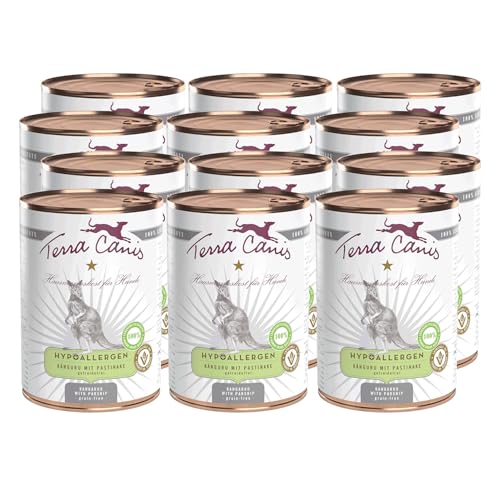 Terra Canis Känguru mit Pastinake - Hypoallergen Nassfutter, 12x400g I Premium Hundefutter in 100% Lebensmittelqualität Aller Rohstoffe I Allergenarm, Getreide & glutenfrei von Terra Canis