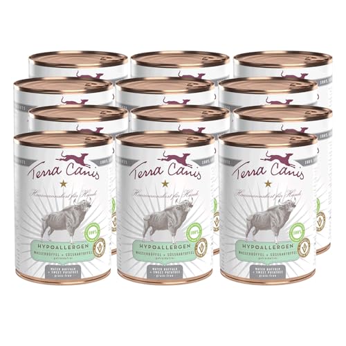 Terra Canis Wasserbüffel mit Süßkartoffel - Hypoallergen Nassfutter, 12x400g I Premium Hundefutter in 100% Lebensmittelqualität Aller Rohstoffe I Allergenarm, Getreide & glutenfrei von Terra Canis