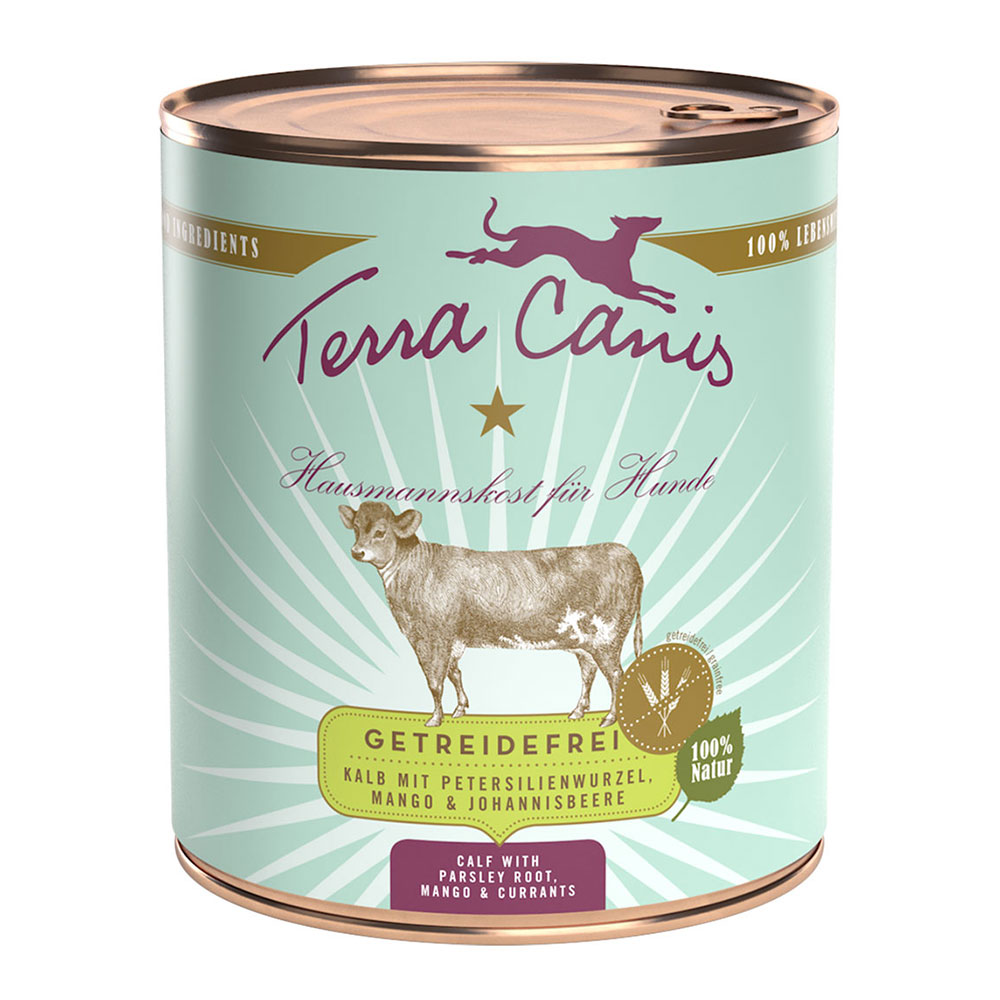 Sparpaket Terra Canis getreidefrei 12 x 800 g - Kalb mit Petersilienwurzel, Mango & Johannisbeere von Terra Canis