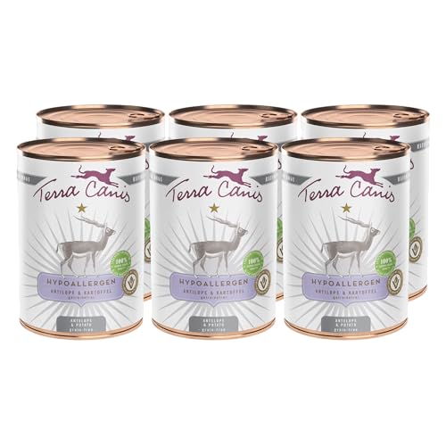 Terra Canis Antilope mit Kartoffel - Hypoallergen Nassfutter, 6x400g I Premium Hundefutter in 100% Lebensmittelqualität Aller Rohstoffe I Allergenarm, Getreide & glutenfrei von Terra Canis