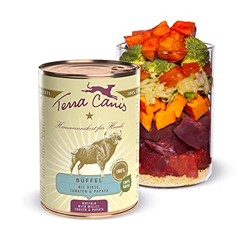 Terra Canis Büffel, Hirse, Papaya & Tomate - Classic Nassfutter, 400g I Premium Hundefutter in 100% Lebensmittelqualität Aller Rohstoffe I Reichhaltig & gesund, allergen- & getreidearm, glutenfrei von Terra Canis