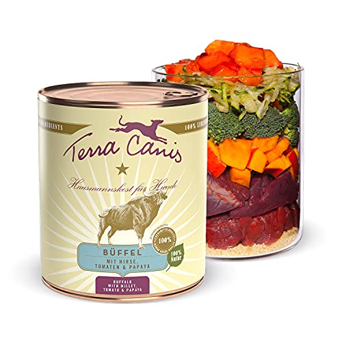 Terra Canis Büffel, Hirse, Papaya & Tomate - Classic Nassfutter, 800g I Premium Hundefutter in 100% Lebensmittelqualität Aller Rohstoffe I Reichhaltig & gesund, allergen- & getreidearm, glutenfrei von Terra Canis