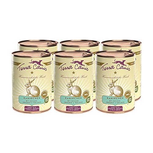 Terra Canis Kaninchen, Zucchini & Amaranth - Classic Nassfutter, 6x400g I Premium Hundefutter in 100% Lebensmittelqualität Aller Rohstoffe I Reichhaltig & gesund, allergen- & getreidearm, glutenfrei von Terra Canis