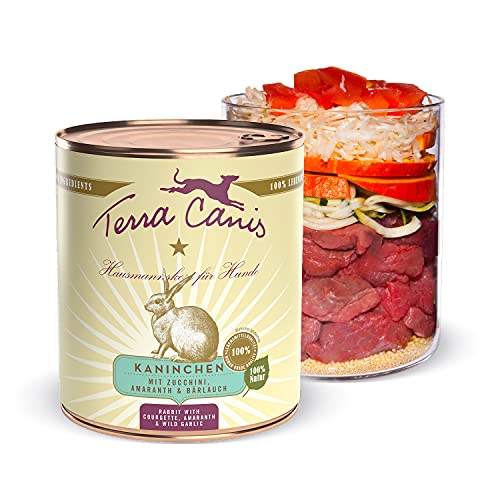 Terra Canis Kaninchen, Zucchini & Amaranth - Classic Nassfutter, 800g I Premium Hundefutter in 100% Lebensmittelqualität Aller Rohstoffe I Reichhaltig & gesund, allergen- & getreidearm, glutenfrei von Terra Canis