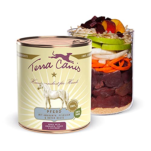 Terra Canis Pferd, Amaranth & Pfirsich - Classic Nassfutter, 800g I Premium Hundefutter in 100% Lebensmittelqualität aller Rohstoffe I Reichhaltig & gesund, allergen- & getreidearm, glutenfrei von Terra Canis