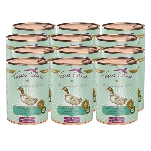 Terra Canis Ente, Kürbis & Erdbeere - Getreidefreies Nassfutter, 12x400g I Premium Hundefutter in 100% Lebensmittelqualität Aller Rohstoffe I Reichhaltig & gesund, allergenarm & glutenfrei von Terra Canis