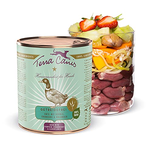 Terra Canis Ente, Kürbis & Erdbeere - Getreidefreies Nassfutter, 800g I Premium Hundefutter in 100% Lebensmittelqualität Aller Rohstoffe I Reichhaltig & gesund, allergenarm & glutenfrei von Terra Canis